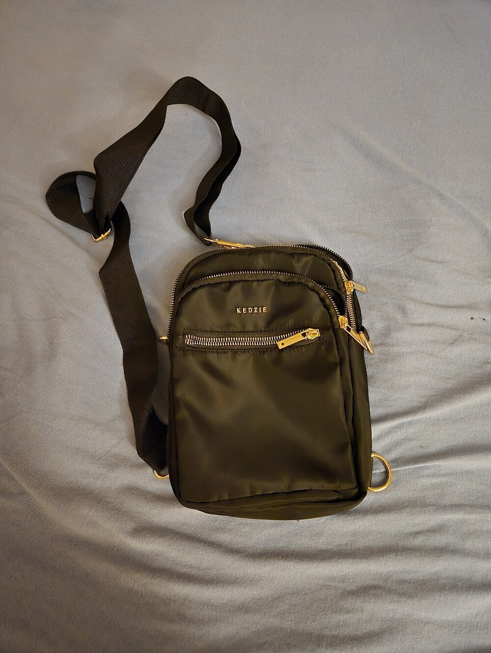 Kedzie Black Women’s Crossbody Belt Bag with Gold Hardware